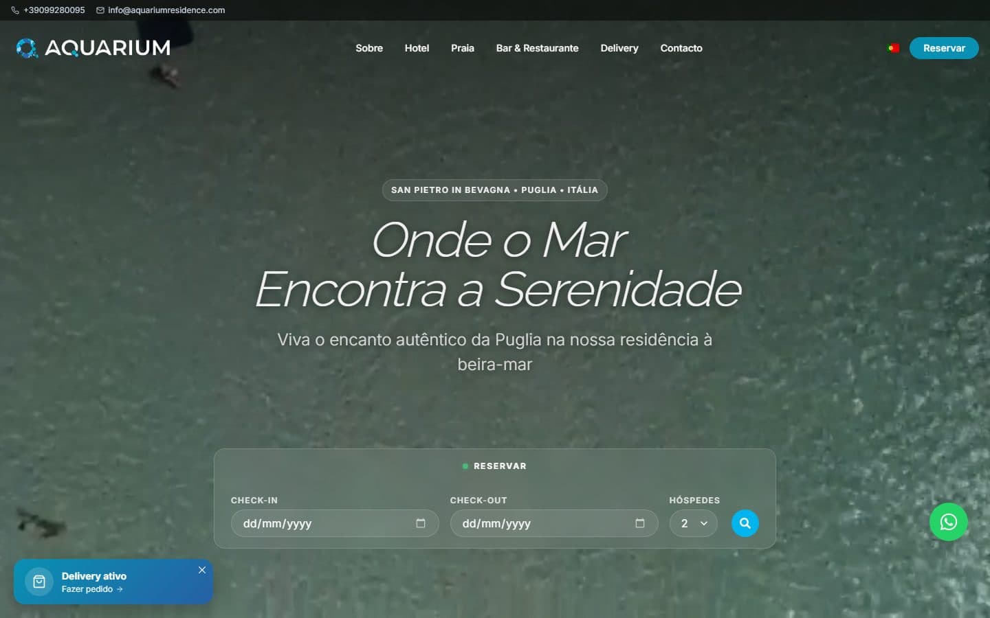 Aquarium Residence — Hotel, restaurante, praia e delivery num sistema só — na costa jônica italiana.