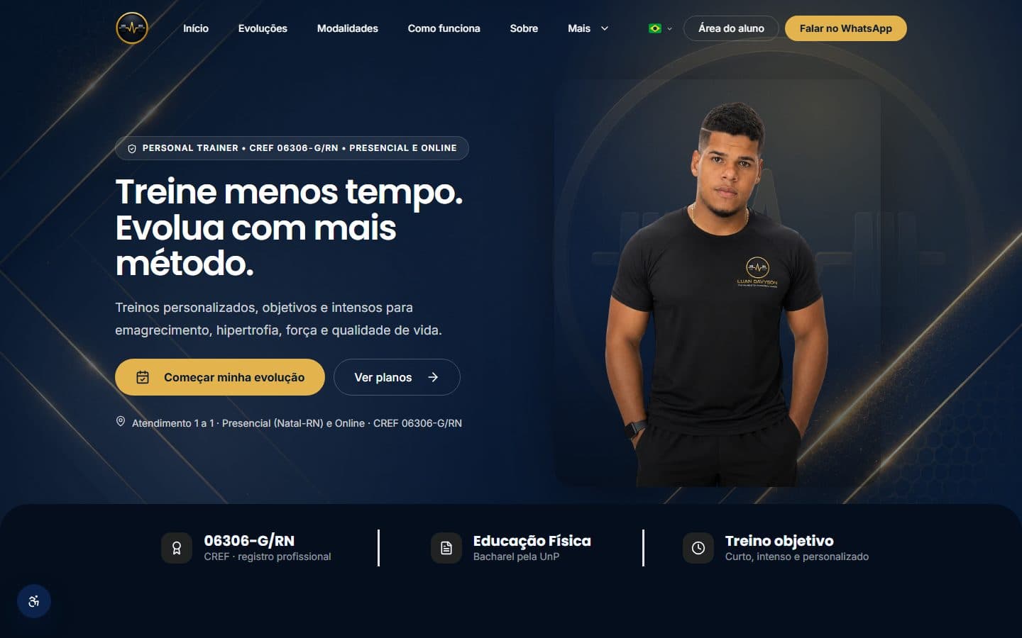Luan Davyson — Personal Trainer — Site do personal com planos, agendamento e área do aluno.