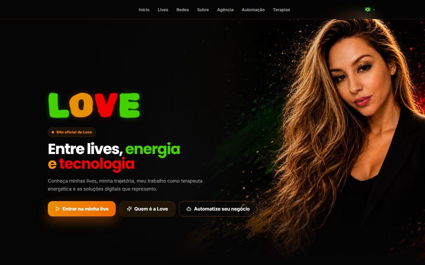 Segue a Love — Site pessoal que junta lives, terapias e serviços num lugar só.