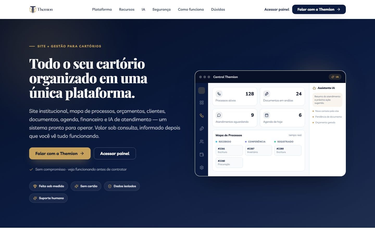 Cartório Fácil · Themion — O sistema de um cartório do Recife que virou SaaS multi-tenant.